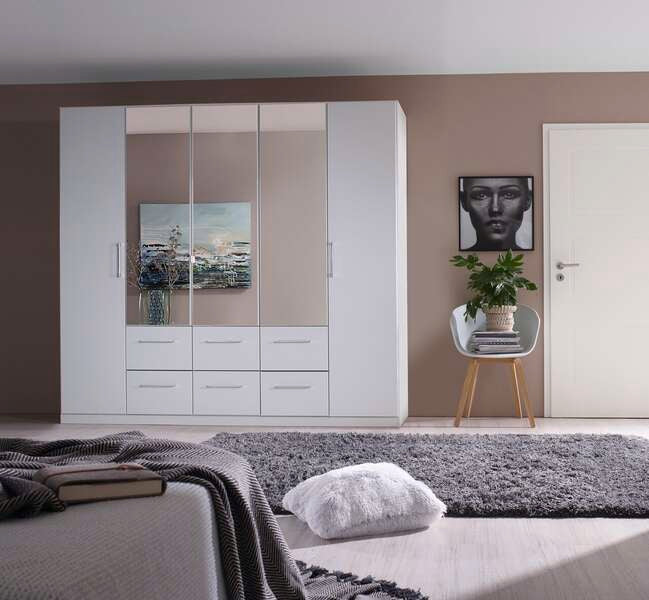 Ellesse Rauch Hinged 5 Door Wardrobe With Metal Chrome Handles